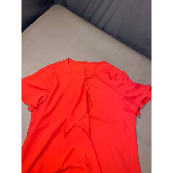 BCBGMAXAZRIA Red Draped Front Short Sleeve Dress Size Large - Picture 6 of 6